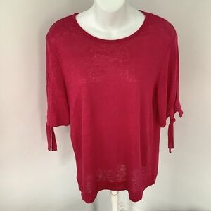 L.K. Bennett London Linen Fuchsia Top Sz. M